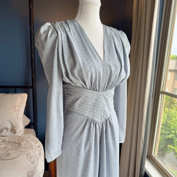 Vintage Ice Grey-Blue Long Sleeved Dress - Picture 3 of 13